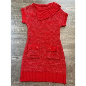 Cherry Stix Girls Cozy Y2K Youth Knit Sweater Dress Pockets Red, Size Large